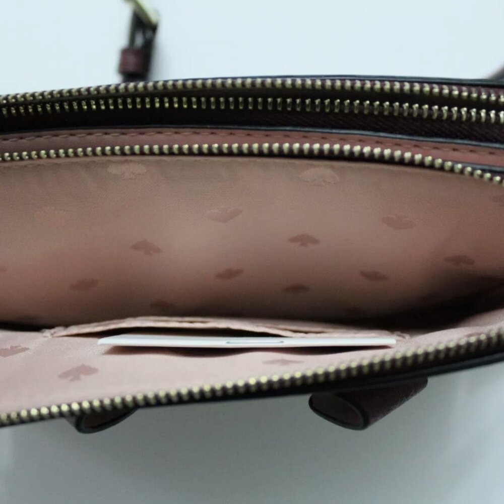 kate spade Floral Pup Cherrywood Double Zip Small Crossbody Bag Purse - Picture 11 of 15
